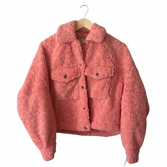 FREE PEOPLE CORAL TEDDY FAUX FUR JACKET NWT - Picture 5 of 10